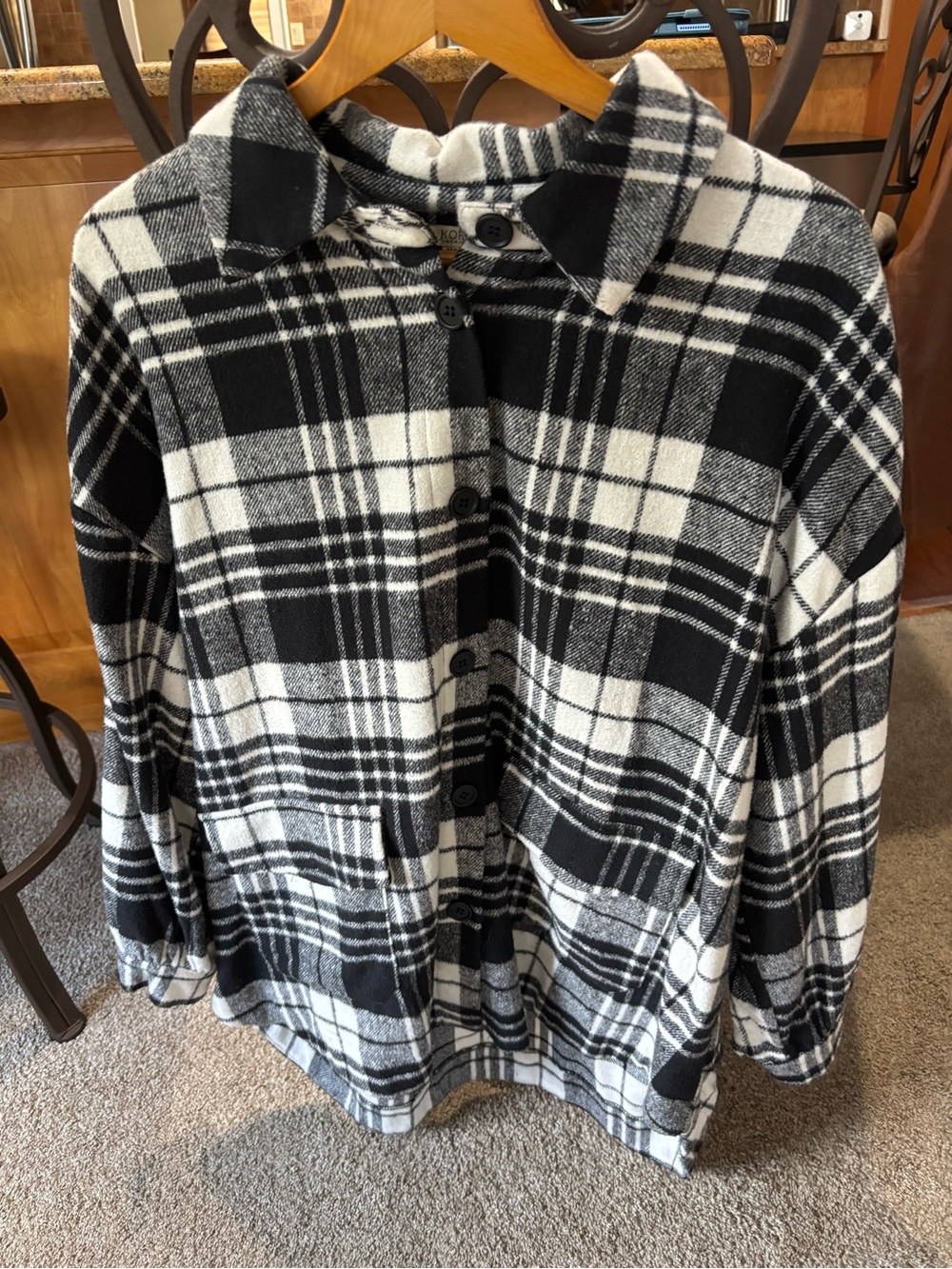 Kori Black & White Plaid Button-Front  Shacket